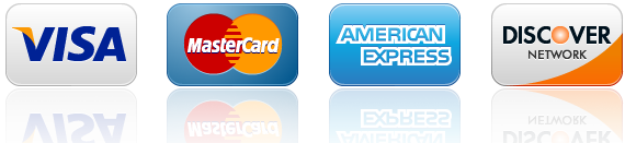 Online Credit Cards Accepted: Visa, Master Card, American Express & Discover Card
