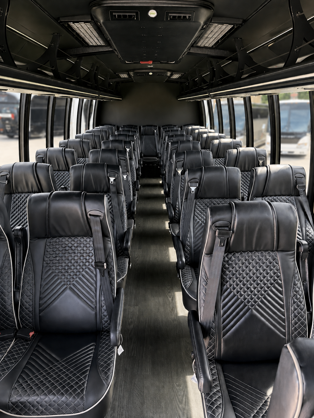 USB 5V charging port under seat on 35 passenger minibus