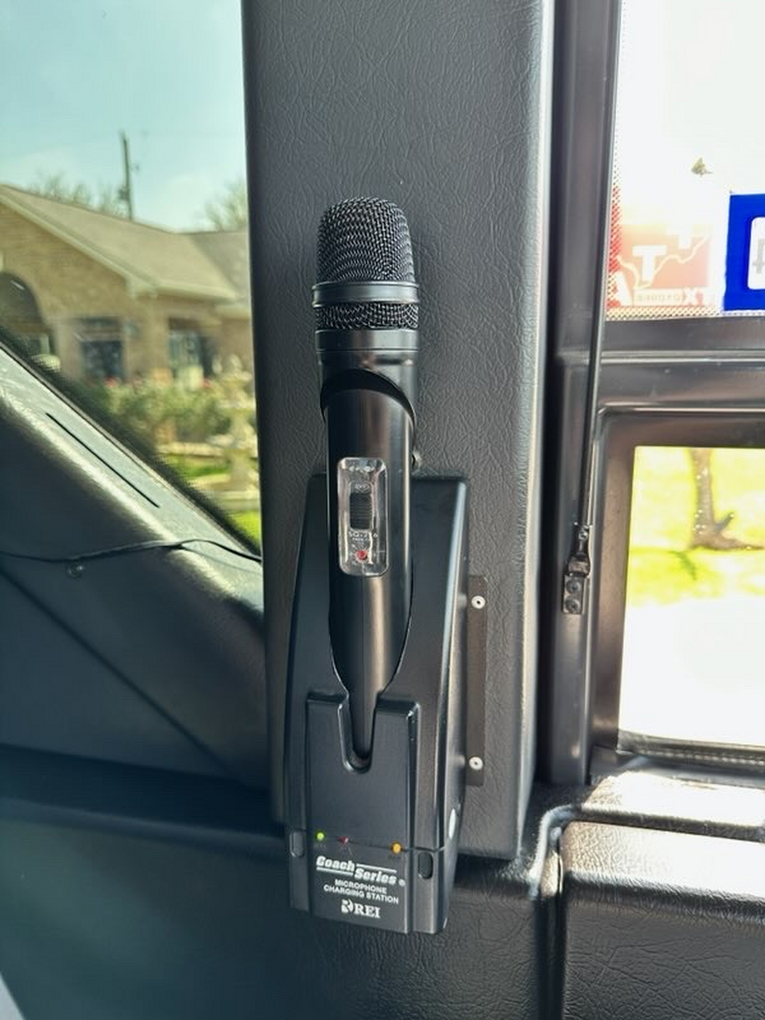 Onboard PA microphone for coaches and tour guides on charter bus